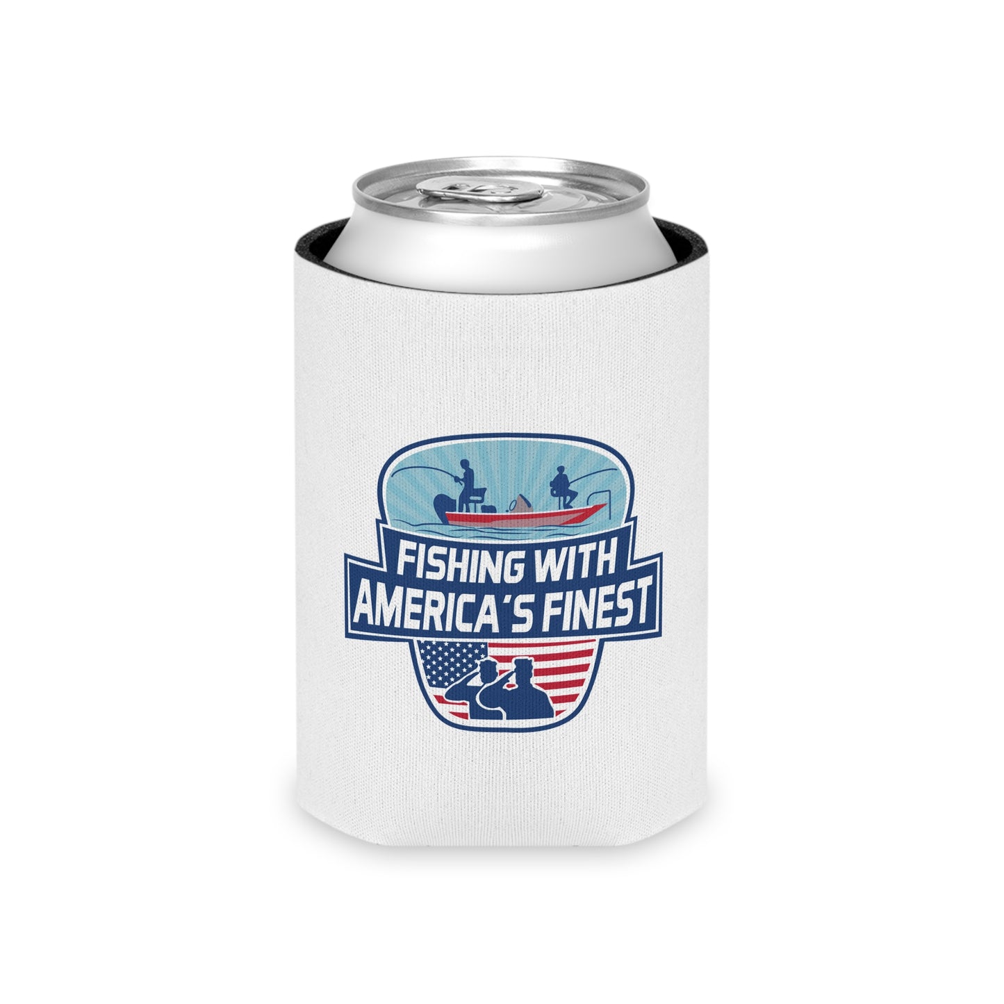 Can Cooler — "Fishing with America’s Finest" Patriotic Fishing Can Cooler