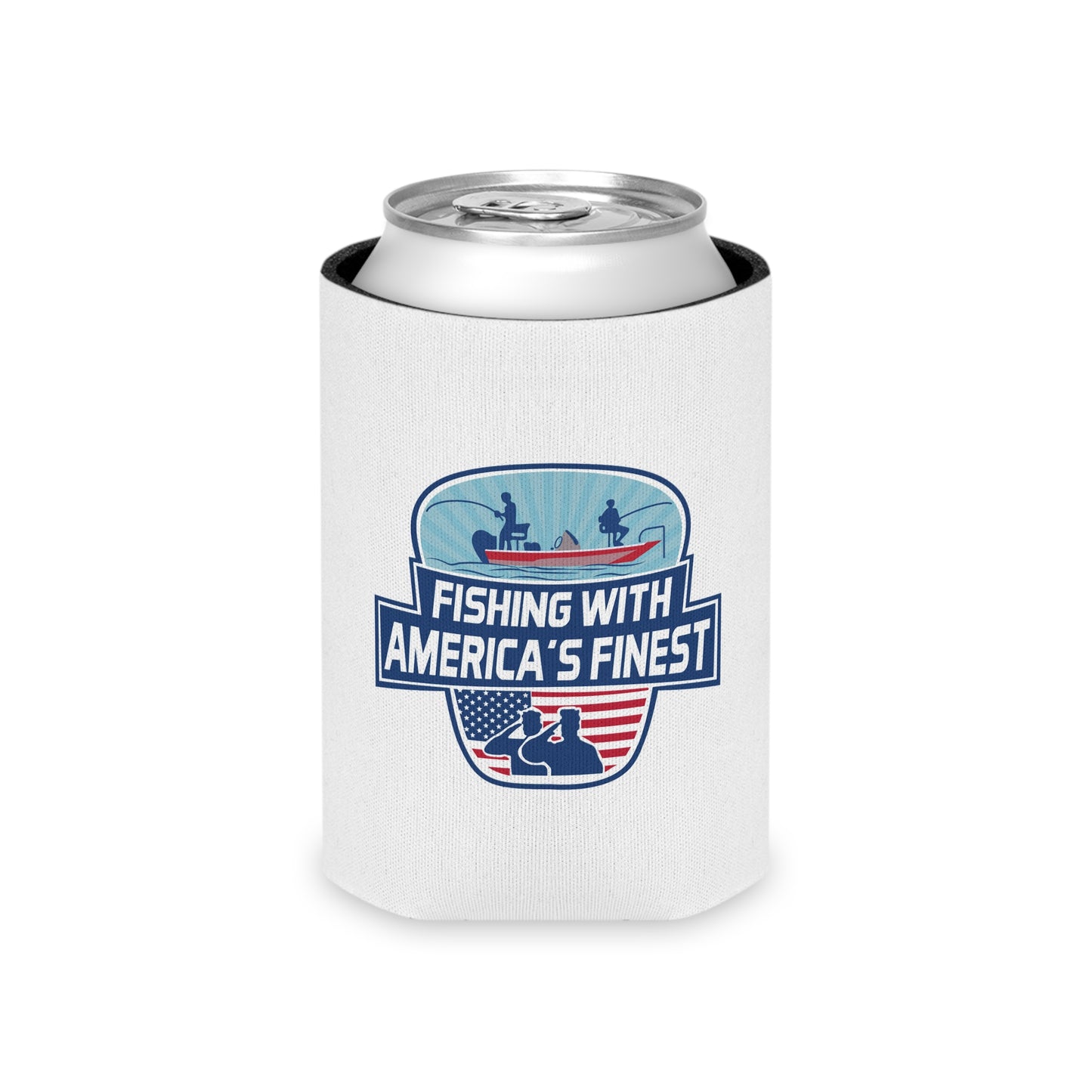 Can Cooler — "Fishing with America’s Finest" Patriotic Fishing Can Cooler