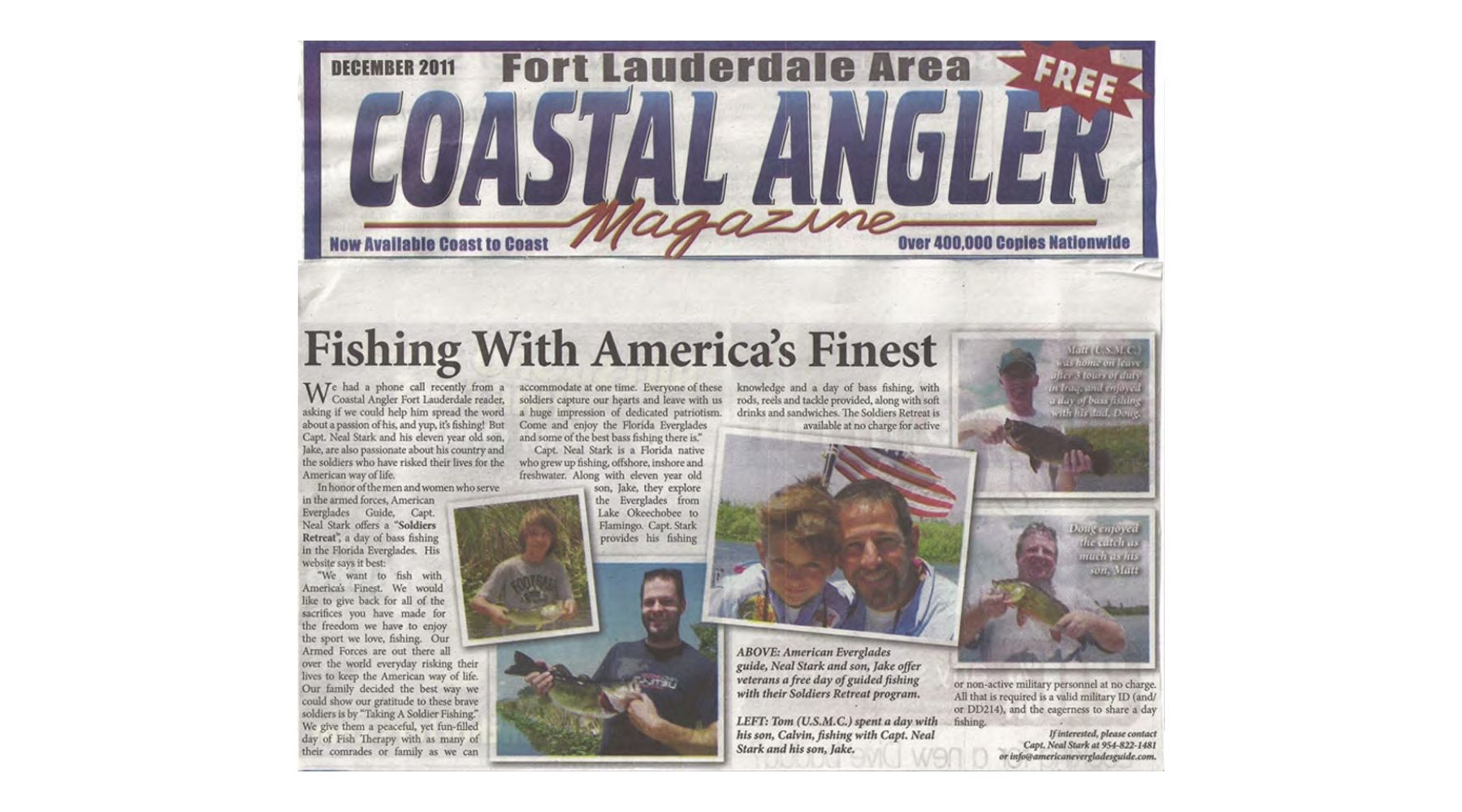 Magazine cover titled 'Coastal Angler' with fishing-themed images and text.